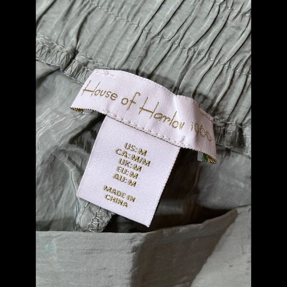 House of Harlow Pants Medium Womens Green Mint Paperbag Satin Straight High Rise - Picture 7 of 9